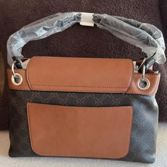Nine West Brown & Tan Monogram Satchel - Picture 2 of 8